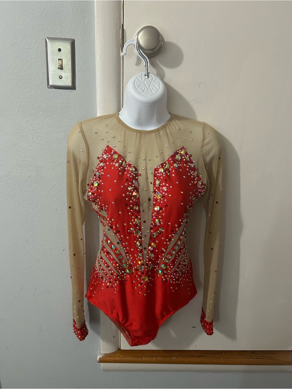 Glamour Dance Costume - Viva Las Vegas Red with Rhinestones